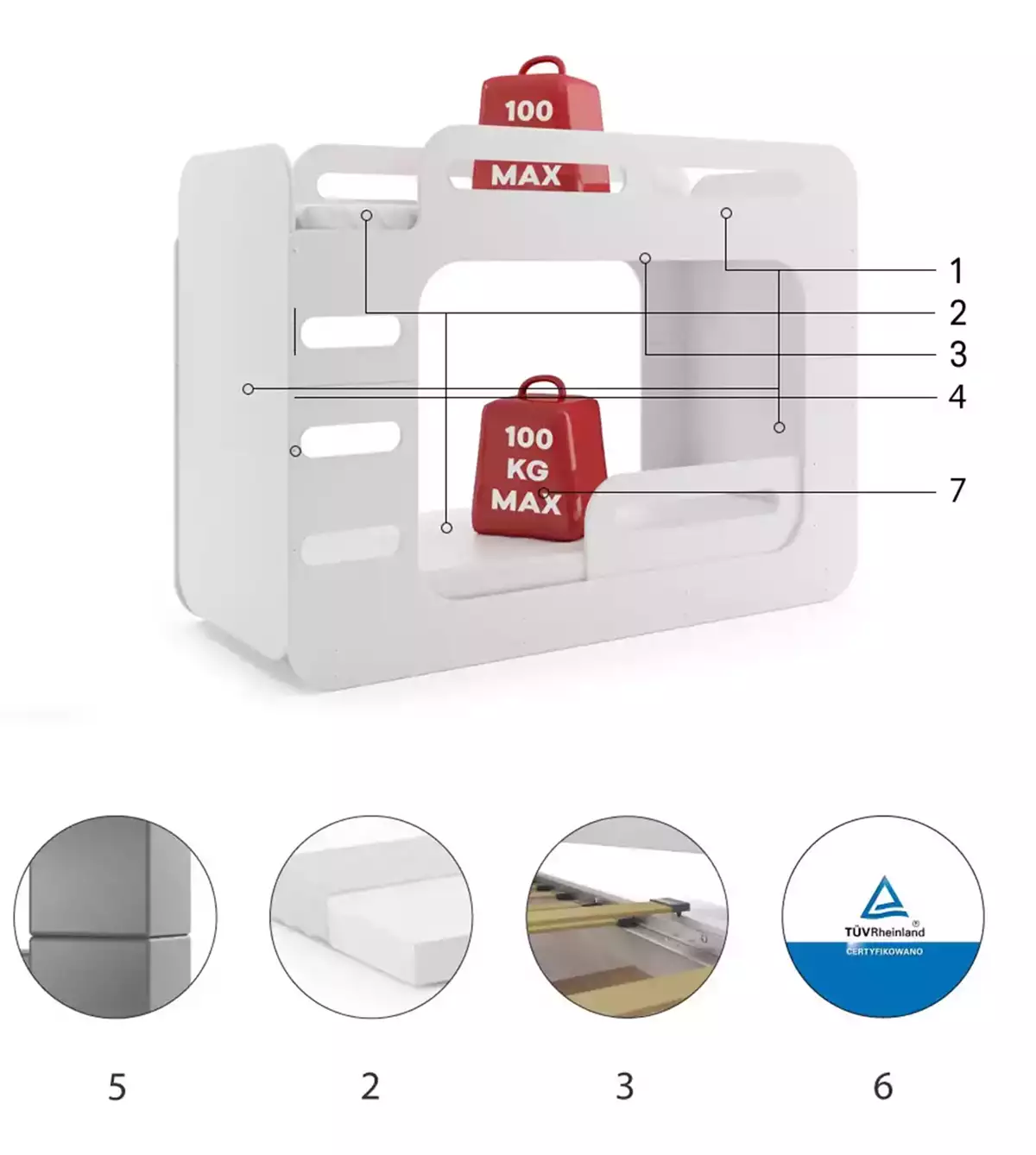 Komponenty pre mládež poschodová posteľ MAX 2 80X200