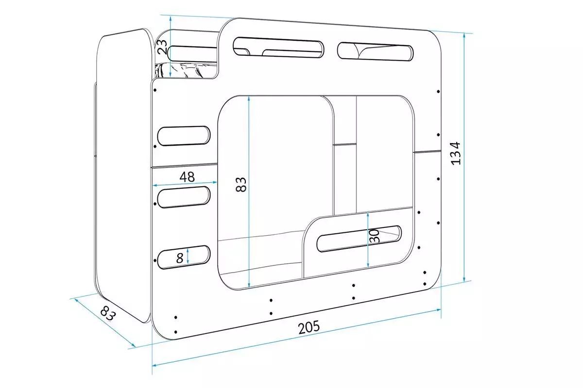 Rozmery a špecifikácie pre detskú poschodovú posteľ MAX 2 80X200