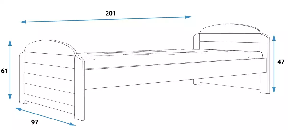 Rozmery a špecifikácie pre jednolôžkovú detskú posteľ LILI 90X200, biela