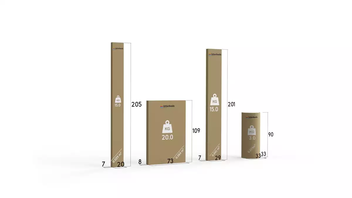 Spôsob balenia jednolôžkovej detskej postieľky LILI 90X200 s matracom a zásuvkou, bielo/modrá