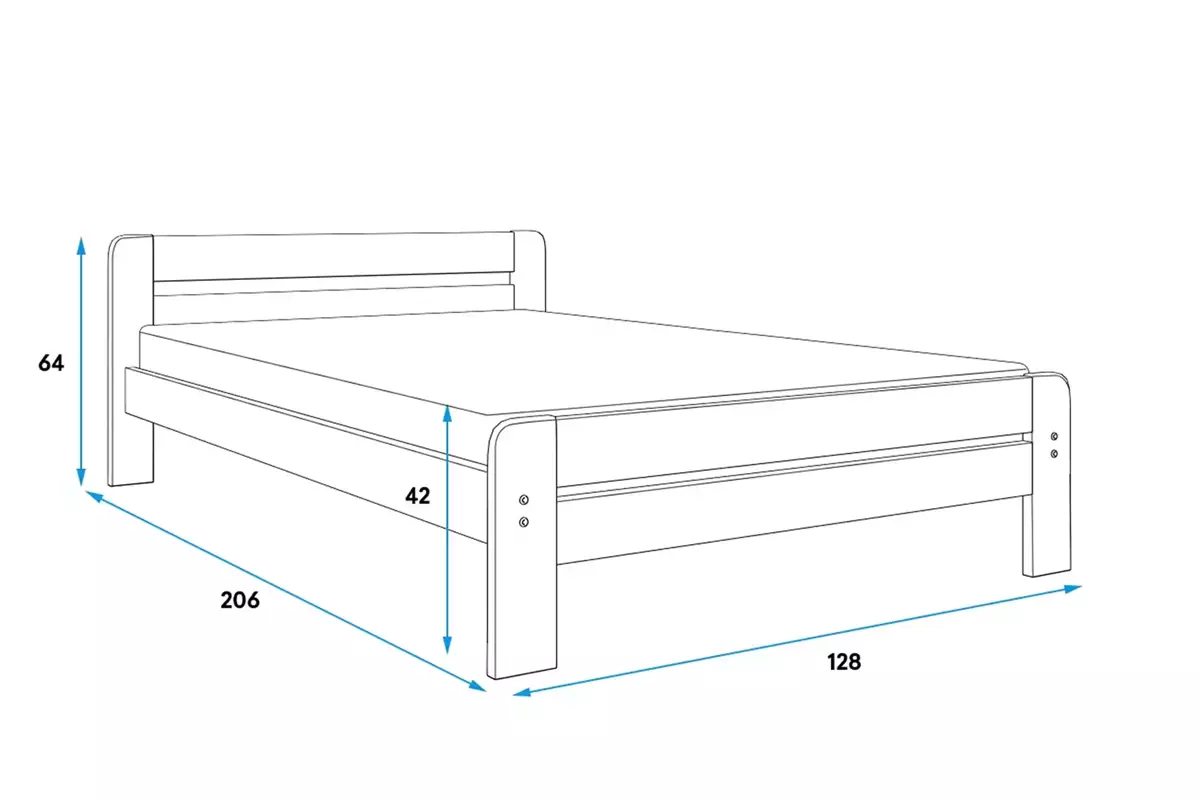 Rozmery a špecifikácie pre posteľ do spálne DALLAS 120X200 s matracom, biela