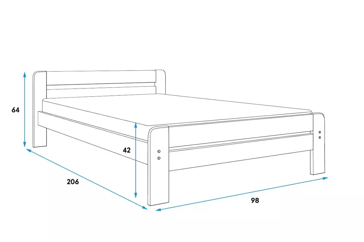 Rozmery a špecifikácie pre posteľ do spálne DALLAS 90X200, grafit