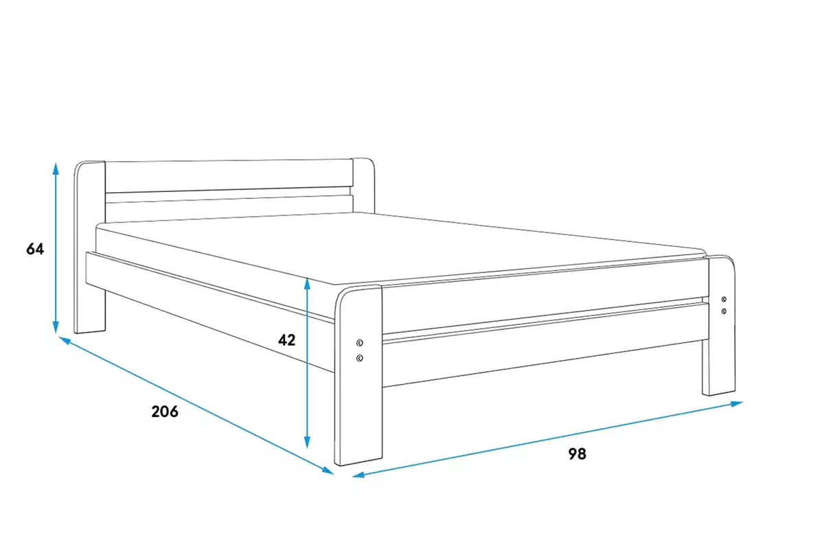 Rozmery a špecifikácie pre posteľ do spálne DALLAS 90X200 s matracom, biela