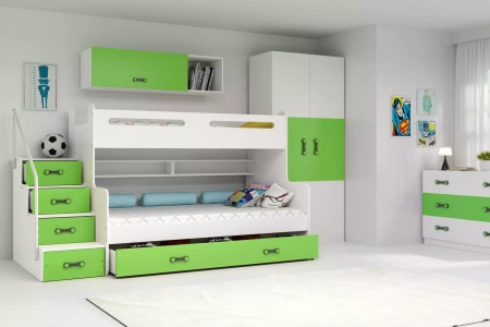 Poschodová posteľ pre mladých MAX 3 120X200 so zásuvkou, zelená