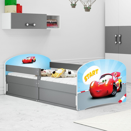 LUKI 1 80X160 jednolôžko s úložným priestorom, Autko, grafit