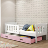KUBUŚ 90X190 jednolôžková posteľ pre mladých so zásuvkou, biela/ružová