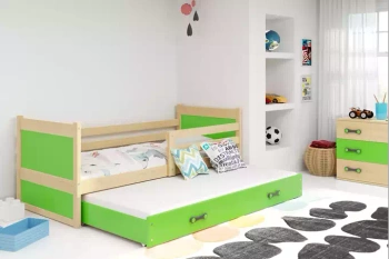 Dospievajúca posteľ Rico 90x190 so zásuvkou, borovicová/zelená