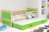 Výsuvná posteľ pre mladých RICO 90X200 so zásuvkou, borovicová/zelená