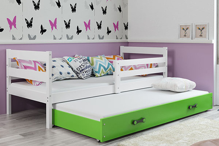 Výsuvná posteľ pre mladých ERYK 80X190 so zásuvkou, biela/zelená