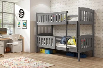 Poschodová posteľ KUBUŚ 90X200 s matracom, grafit