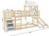 Poschodová posteľ so šmykľavkou, baldachýnom a schodmi - mezanín z prírodného dreva 90x200