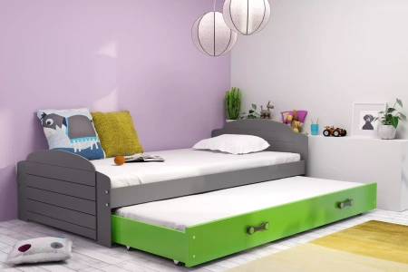 Výsuvná posteľ pre mladých LILI 90X200 so zásuvkou, grafitová/zelená