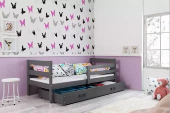 Jednolôžková posteľ ERYK 90x190 so zásuvkou, sivá