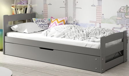 Jednolôžková posteľ pre mladých ERNI 90X200 s matracom a úložným boxom, grafitová
