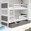 Poschodová posteľ pre mladých RICO 90X200 so zásuvkou, biela/grafit