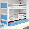 Poschodová posteľ pre mladých RICO 90X200 so zásuvkou, biela/modrá