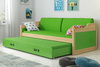 Výsuvná posteľ pre mladých DAWID 90X200 s matracom a zásuvkou, borovicová/zelená
