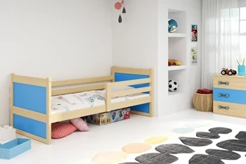 Jednolôžková posteľ RICO 90X200, borovicová/modrá