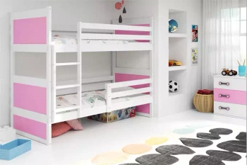 Juniorská poschodová posteľ RICO 90X190, biela/ružová
