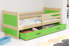 Jednolôžková posteľ RICO 90X200 so zásuvkou, borovicová/zelená