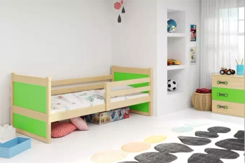 Jednolôžková posteľ Rico pre tínedžerov 90X190, borovicová/zelená