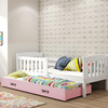 KUBUŚ 90X200 výsuvná posteľ pre mladých so zásuvkou, biela/ružová