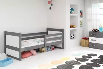 Jednolôžková posteľ Rico 90x190 s matracom, sivá/biela