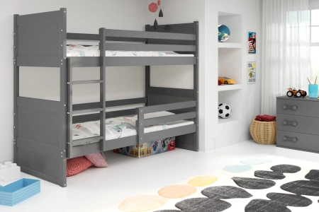 Poschodová posteľ pre mladých RICO 90X200 s matracom, grafitová
