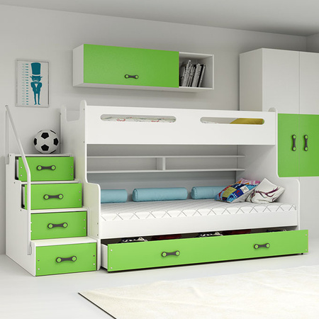 Poschodová posteľ pre mladých MAX 3 120X200 so zásuvkou, zelená