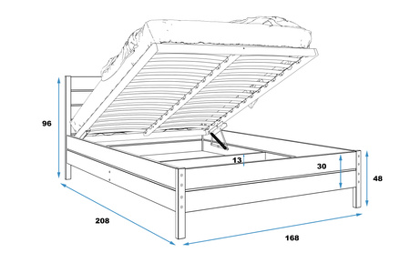 Spálňová posteľ 160x200 - Continental white so zdvíhacím rámom