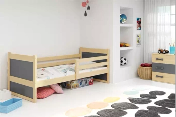 Jednolôžková posteľ Rico 90X190 s matracom, borovicová/sivá