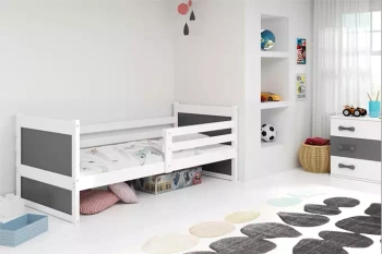 Jednolôžková posteľ pre dospievajúcich Rico 90x190, biela/sivá