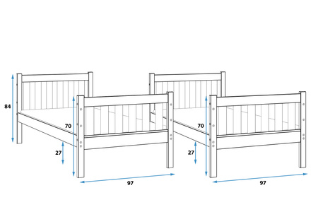 Juniorská poschodová posteľ KACPER 90X200 so zásuvkou, borovica/biela