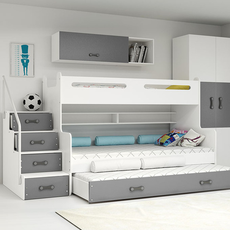 Trojlôžková posteľ MAX 3 120X200 s matracom a zásuvkou, grafitová