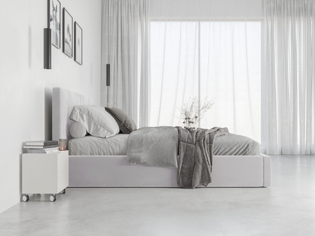 Čalúnená posteľ do spálne HILTON 140X200 s úložným boxom, jaseňová sivá