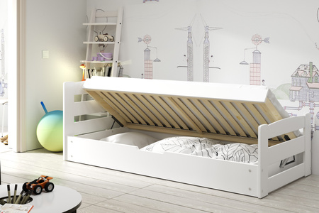 Jednolôžková posteľ pre mladých ERNI 90X200 s matracom a úložným boxom, biela