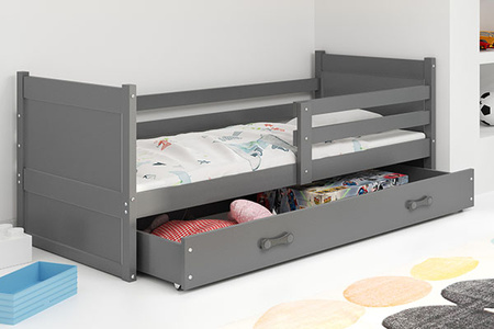 Jednolôžková posteľ pre mladých RICO 90X200 so zásuvkou, grafit