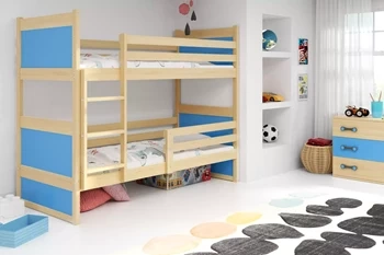 Poschodová posteľ pre mladých RICO 90X200, borovicová/modrá
