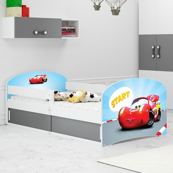 LUKI 1 80X160 jednolôžková posteľ s úložným priestorom, Car, biela