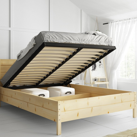 Drevená posteľ 180x200 - kontinentálna borovica so zdvíhacím rámom