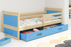Jednolôžková posteľ RICO 90X200 so zásuvkou, borovicová/modrá