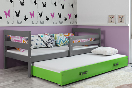 Výsuvná posteľ pre mladých ERYK 80X190 so zásuvkou, grafitová/zelená