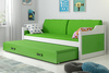 Výsuvná posteľ pre mladých DAWID 90X200 s matracom a zásuvkou, biela/zelená