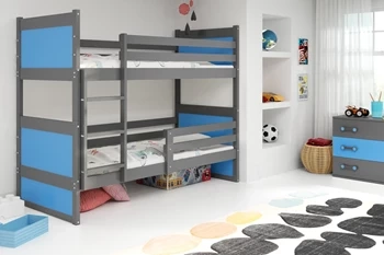 Poschodová posteľ pre mladých RICO 90X200 s matracom, grafit/modrá