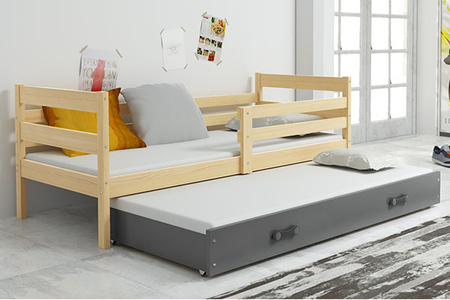 Výsuvná posteľ pre mladých ERYK 80X190 s matracom a zásuvkou, borovica/grafit