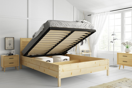 Drevená posteľ 140x200 - kontinentálna borovica so zdvíhacím rámom