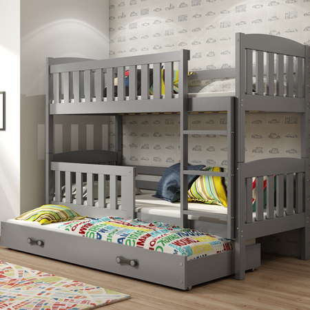 Trojmiestna posteľ pre mladých KUBUŚ 90X190 so zásuvkou, grafit