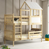 Poschodová posteľ s baldachýnom - Kacper z prírodného dreva 90x190