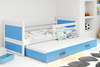 Výsuvná posteľ pre mladých RICO 90X200 s matracom a zásuvkou, biela/modrá