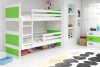 Poschodová posteľ pre mladých RICO 90X200 s matracom, biela/zelená